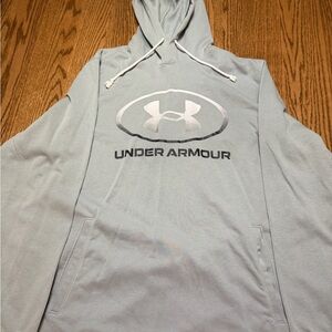 Under Armour Light Gray Hoodie with White Drawstrings